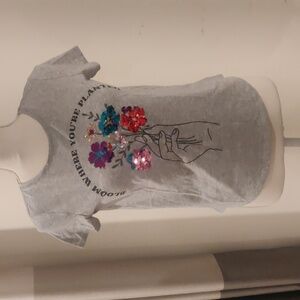 NWOT, SO Grey Girls short sleeve T-shirt sequin design
